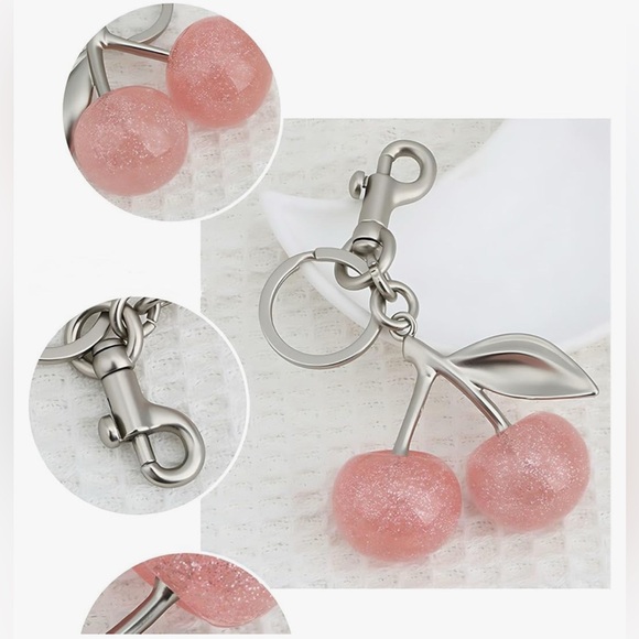 Cherry Charm Keychain - Pink - Picture 3 of 5